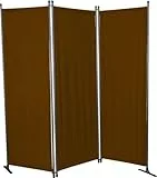 ANGERER Paravent 3-teilig, Sicht- & Sonnenschutz, Raumtrenner, Innen & Outdoor Büro Balkon/Terrasse, Schlafzimmer, Garten, Made in Germany, waschbare Bezüge, Swingtex braun