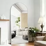 CASSILANDO Bogen-Ganzkörperspiegel, 165x60cm Bodenspiegel, Bodenspiegel Freistehender Ganzkörperspiegel mit Ständer für Schlafzimmer, Hängender montierter Spiegel für Wohnzimmer Garderobe, Silber