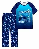 Schlafanzug Jungen, Schlafanzug Kinder Kurz, Atmungsaktiv und Bequem Pyjama Jungen (DE/NL/SE/PL, Alter, 11 Jahre, 12 Jahre, Regular, Gradient blau)