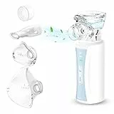 Inhalationsgerät, NIKYPJ Leiser Tragbarer Inhalationsgerät für Erwachsene Kinder, USB Aufladbarer Inhalator mit 2 Masken 1 Mundstück (Blau)
