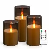 Kiexung LED-Kerzen, neue analoge 3D-Docht batteriebetriebene Kerze, gefälschte Kerze mit Fernbedienung und Timer für Esstisch/Café/Wohnzimmer/Schlafzimmer/Hochzeitszentrum Dekor (grau)