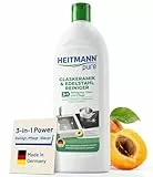 HEITMANN pure Glaskeramik- und Edelstahlreiniger 250 ml | Ceranfeldreiniger für Ceranfeld & Cerankochfeld | Glaskeramik Reiniger & Edelstahlreiniger Küche 3 in 1 mit Abperl-Effekt