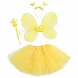 SOIMISS Fee Prinzessin Tutu Kostüm Set Schmetterling Kostüm Set mit Kleid Flügel Zauberstab Und Stirnband Geschenke für Kinder Halloween Dress Up Party Liefert Gefälligkeiten