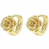 JOLCHIF Ohrringe Gold Blume Des Lebens Damen Ohrringe Gold Rose Knorpel Ohrring Blumen Schmuck Creolen Vergoldet Klein