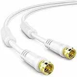 deleyCON 10m SAT TV Antennenkabel Koaxial Kabel HDTV 4-fach Schirmung DVB-S DVB-S2 Radio DAB Mantelstromfilter Ferritkern - Weiß