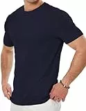 JMIERR T Shirt Herren Kurzarm Basic Rundhals Einfarbig T-Shirt Muscle Slim Fit Hemd Herren Sportwear S-3XL,dunkelblau,L