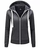 igeekwell Damen Kapuzenjacke Gefüttert Kapuzenpullover mit Zipper Hoodie Jacke Fleecejacke Warm Strickjacke mit Kapuze Outdoor Winterjacke mit Gefüttert Sweatjacke (Dunkelgrau-M)