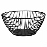 APS „SVART“ ovaler Metallgitter Korb, Stabiler Gitterkorb, L: 24 cm, B: 19 cm x H: 8 cm, Brotkorb, Obstkorb, Gemüsekorb, stapelbar, schwarz, spülmaschinengeeignet