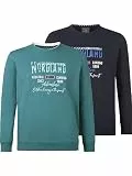 Jan Vanderstorm Herren Doppelpack Sweatshirt Botu 2er-Pack | Rundhals | Reine Baumwolle | große Größen L-7XL Petrol, 5XL (XXXXXL) - 72/74