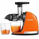 AMZCHEF Entsafter Gemüse und Obst Testsieger - Entsafter Slow Juicer mit Rückwärts-Kau-Funktion - Zartes Zerkleinern ohne Filtern - Saftpresse Elektrisch mit Bürste und 2 Tassen - Orange