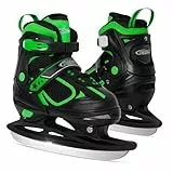 Nattork Eisrutschen für Kleinkinder, Jungen und Mädchen, Hockey-Spitze-Up verstellbare Skates - Weiche Polsterung und verstärkte Knöchelstütze mit 4 Größenverstellungen - Green, M