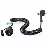 Spiralkabel Verlängerungskabel, Verlängerungskabel 3M, Schutzkontakt Spiralleitung Dehnbar von 3M Max, Eurostecker Spiralkabel, IP20 Spiralverlängerungskabel (250V/13A, Schwarz)