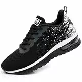 FLARUT Damen Sportschuhe Laufschuhe Herren Turnschuhe Luftpolster Trainers Running Leichte Schuhe Fitness Atmungsaktiv Gym Sneakers(schwarz,38)