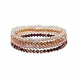 Damen Kristall Perlen Armband, Mehrschichtiges Steine Armband, Boho Modeschmuck Armband Damen, Mehrschichtige Kristall Stein Perlen Armbänder, Stapelbares Damen Yoga Armband für Frauen (Bunt 3)