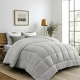 DUANDAUN Bettdecke 240 x 260cm 4 Jahreszeiten Bettdecke,Mikrofaser Steppdecke, Weiche und Bequeme Ganzjahresdecke, Deal für Allergiker, hellgrau