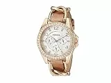 Fossil Riley Watch für Damen, Quarz-Chronographenwerk mit Edelstahl- oder Lederarmband