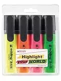 edding 345 Textmarker - gelb, orange, pink, grün - 4er-Set - Keilspitze 2-5 mm - ideal für leuchtende Markierungen und Hervorhebung von Textpassagen und Notizen
