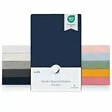 Laleni 2er Set Frottee Spannbettlaken 40x90cm - Oeko-TEX Zertifiziertes Bettlaken- Faltenfreie Spannbetttücher für Kinderbett - Babybett und Moses Körbchen Dark Ocean Blue - Blau