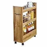 Kesper | Rollbares Nischenregal, 3 Ablagen, Sonoma Eiche, mit LenkrollenMaterial: Spanplatte, Maße: 60 x 22 x 78 cm, Farbe: Braun - Sonoma Eiche Dekor | 24859 13