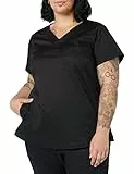 Amazon Essentials Damen Klassisch geschnittenes Scrub-Top mit V-Ausschnitt und kurzen Ärmeln (erhältlich in Übergrößen), Schwarz, XXL Große Größen