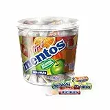 Mentos Mini Fruit Mix Bucket, Eimer mit 120 mini Rollen à 5 Frucht-Dragees, Kaubonbons in den Sorten Orange, Erdbeere, Apfel & Zitrone (120 mini Rollen), vegan
