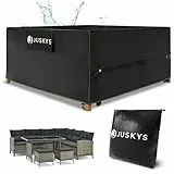 Juskys Gartenmöbel Abdeckplane CoverSafe Pro 200x200x90 cm - winterfest & wasserdicht - Schutzhülle für Gartentisch, UV-Schutz, Abdeckhaube Gartentisch