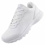 Knixmax Outdoor Herren Damen Extra Weit Laufschuhe Running Walking Schuhe Breite Turnschuhe Leichte und Atmungsaktive Trainer Bequeme Fitnessschuhe Weiß EU41