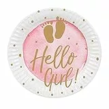 Boland 53244 - Party-Teller Hello Girl, 10 Stück, Größe 18 cm, umweltfreundliches Party-Geschirr, 100 % Papier, Geburtstag, Geburt, Babyparty