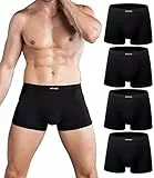 wirarpa Boxershorts Herren Schwarz Mikrofaser Männer Unterwäsche Trunks Soft Modal Men Unterhosen Retroshorts für Herren Schwarz 4er Pack L