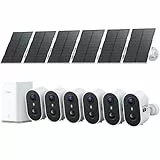 aosu 2K Überwachungskamera Aussen Akku Solar 6er-Kit mit Aosubase 2.0 ohne ABO 32GB Lokal Speicher Kabellose Kamera Überwachug Aussen PIR Bewegungssensor Licht Tonalarm 2-Wege-Audio Farb-Nachtsicht