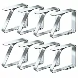 Blooven 8 Stück Tischtuchklammern Edelstahl, Tischdeckenklammer Tischabdeckungsklemmen Tischdecke Clips Tischtuch Clips Silber, Für Tischplatten mit 1–3 cm Stärke (Klein x 8 Stück)