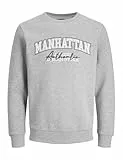 JJ Rebel Herren Jrebnewyork Crew Neck Sn Sweatshirt, Light Grey Melange, XL EU