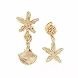 Generisch Ohrringe Damen Sommer Muschel Ohrring Perlen Ohrstecker Strand Ozean Ohrringe Zubehör Ohrringe Schraubverschluss Piercing Mini Creolen Ohrring für Tanzfestival Partyzubehör