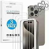 OMOTON für iPhone 15 Pro Panzer Schutz Glas mit Rahmen-Installationshilfe, kompatibel mit iPhone 15 Pro Kamera Schutzfolie, 3+3 Stück, Anti- Kratzer, Bläschenfrei, 9H Härte, HD-Klar