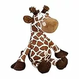 Relaxdays Türstopper Giraffe, Stoff, für Boden, Sand, schwer, innen, weich, Türpuffer Tier, HBT: 26 x 25 x 23 cm, braun