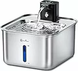 DownyPaws Katzenbrunnen Edelstahl Kabellos, Trinkbrunnen für Katze Edelstahl mit Bewegungsmelder und batteriebetrieben, 3L Katzen Trinkbrunnen für Katzen und Hunde, extrem leise, leicht zu reinigen