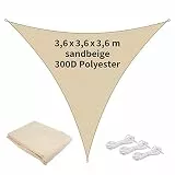 TTL GARDEN 3,6x3,6x3,6m Sonnensegel Dreieck gleichseitig Sand-beige 160g/m²