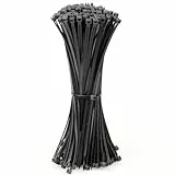 tallkeey 100 Stück Kabelbinder Schwarz, UV Beständig, 200 mm x 3,6 mm, Selbstsichernde Premium Nylon Kabelbinder für Kabelmanagement, Gartenarbeit, Haus und Büro