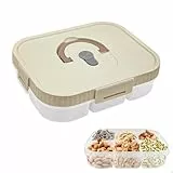 jinminamz Groß Snackbox mit Fächern Kinder, Wiederverwendbare Snackteller mit Deckel und Griff, Küche Gewürze Box Snacktablett, Snackbox Mit Vielen Fächern für Obst,Leckereien