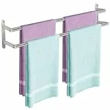 JIAPAIDUO Doppelter Handtuchhalter zur Wandmontage, 80 cm Badezimmer-Handtuchhalter, Handtuchhalter aus Edelstahl, Handtuchhalter für Badezimmer, Dusche, Küche, gebürstetes Nickel