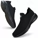 Giniros Schuhe Herren Laufschuhe Slip On Sneaker Leichte Atmungsaktiv Sportschuhe Bequem Turnschuhe für Outdoor Fitness Straßenlaufschuhe Walkingschuhe, Schwarz 43EU