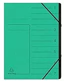 Exacompta 540703E Premium Ordnungsmappe geheftet. Aus extra starkem Colorspan-Karton DIN A4 7 schwarze Fächer und 2 Gummizüge mit Organisationsdruck Ringmappe Register-Mappe grün