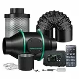 MARS HYDRO 4' Rohrventilator 100mm/Abluftset mit iControl Temperatur- & Feuchtigkeitsregler, App-Fernsteuerung, Aktivkohlefilter-Kombo + Abluftschlauch，Belüftungssystem Lüftungsset für Growzelt
