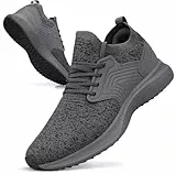 Giniros Sneaker Herren Schuhe Sportschuhe Turnschuhe Herren Laufschuhe Freizeit Walkingschuhe Straßenlaufschuhe Tennis Fitness Jogging Leichtgewichts Atmungsaktiv Casual Schuhe Schlüpfen Grau 46EU