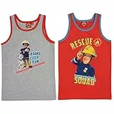 United Labels Feuerwehrmann Sam Unterhemd für Jungen Kinder Tank Top Hemdchen Unterwäsche Grau/Rot (2er Pack) (as3, Numeric, Numeric_110, Numeric_116, Regular, 110-116)