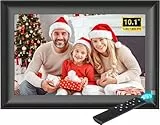 OBVHNUA 10,1' Digitaler Bilderrahmen 128 GB Elektronischer Fotorahmen ohne WLAN 1280 * 800 IPS-Bildschirm mit Fernbedienung Foto Musik Video Player Kalenderfunktion, USB- oder SD-Karte, Wandmontierbar