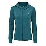 donhobo Damen Laufjacke Sportjacke Langarm Trainingsjacke Full Zip Sweatjacke Für Yoga Fitness mit Tasche Daumenloch (Dunkelblau, L)