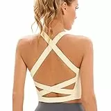Dmwhsy Sport-BHS für Damen mit überkreuztem Rücken gepolsterte Träger-Sport-BHS Yoga-BHS für Damen und Workout-Tanktops