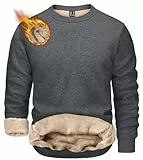 TACVASEN Herren Warme Fleece Pullover Sweatshirts Winter Langarm Shirts mit Fleecefutter (L, Dunkelgrau)