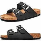 Herren Pantoletten Sandalen Hausschuhe Flache Latschen Sommerschuhe Erwachsene Schlappen Arbeitsschuhe Bequeme Classic(Schwarz,42 EU)